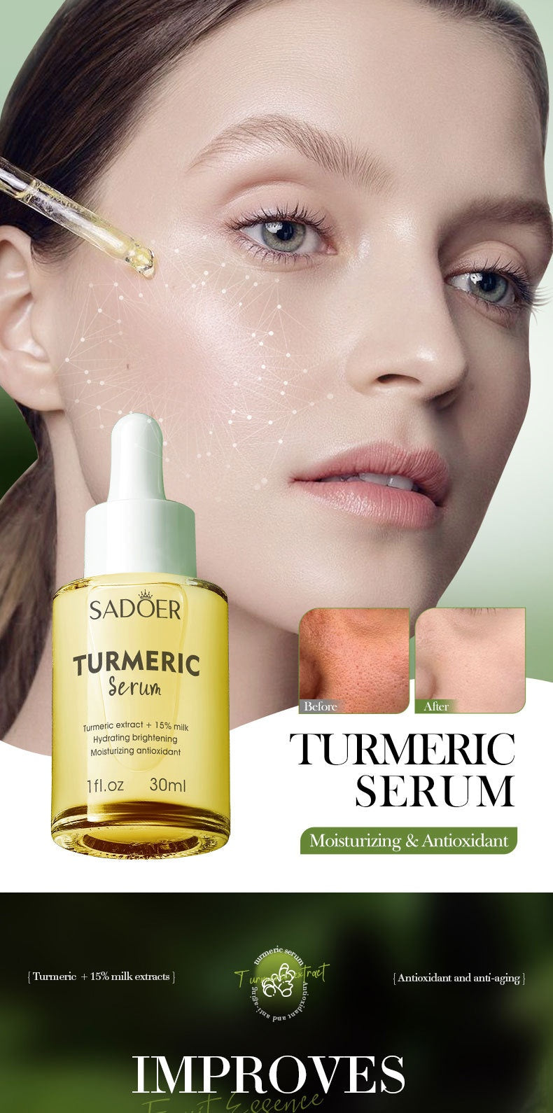 Solution de soin avec antioxydante au lait de curcuma