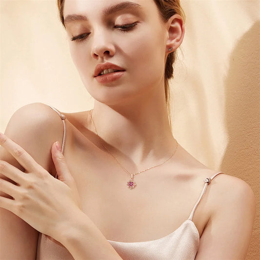 Collier Diamants Roses Femme