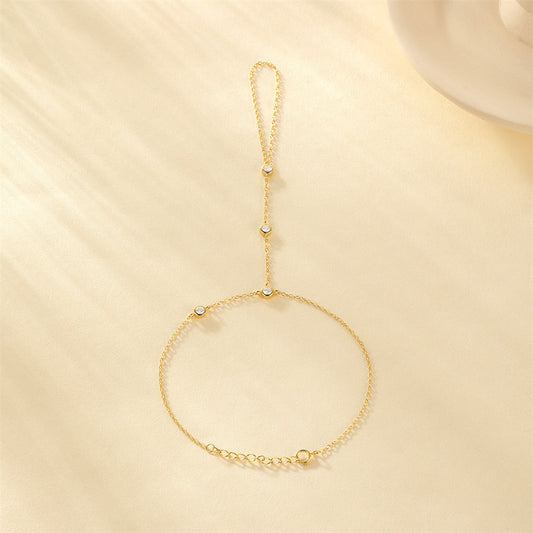 S925 Sterling Silver Finger Diamond Simple Bracelet Women