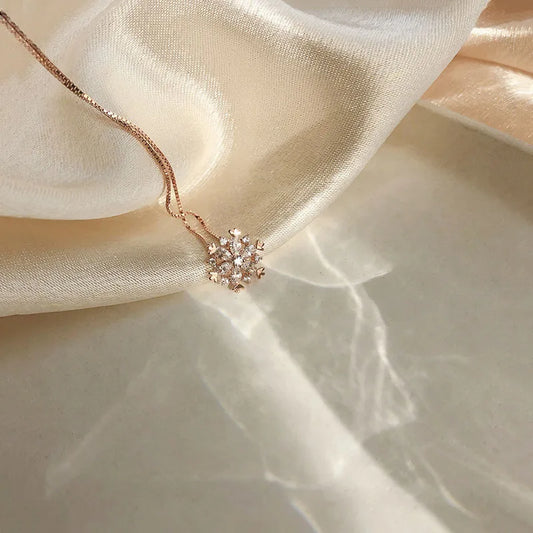Collier Clavicule Flocon de Neige Argent Sterling 925 Femme Charmant
