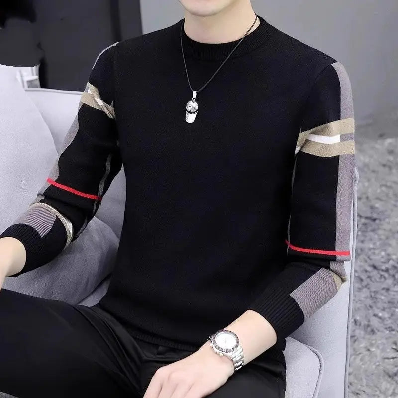 Ajustement slim fit, couleurs contrastantes, maille à col rond, maillot, pull pour homme - BMYANY
