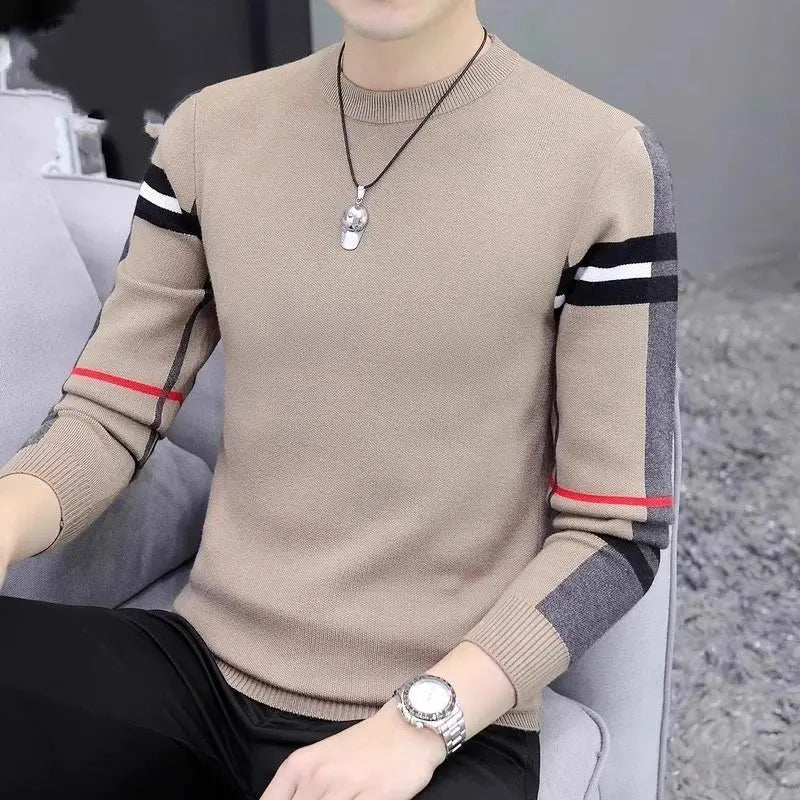 Ajustement slim fit, couleurs contrastantes, maille à col rond, maillot, pull pour homme - BMYANY
