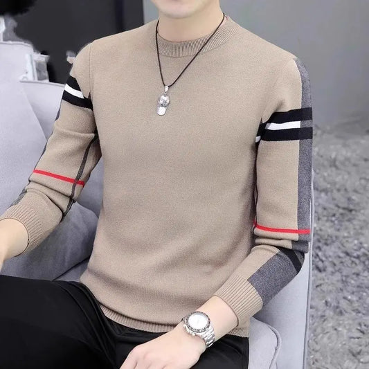 Ajustement slim fit, couleurs contrastantes, maille à col rond, maillot, pull pour homme - BMYANY