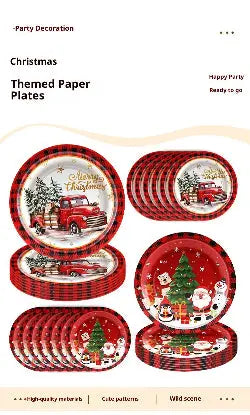 Assiettes Jetables Papier Noël Anniversaire Fête Décoratives - BMYANY