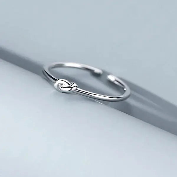 Bague Ajustable Nœud Argent 925 - Style Punk Minimaliste Femme - BMYANY