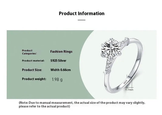 Bague Femme 1 carat argent sterling S925 - Design Élégant - BMYANY