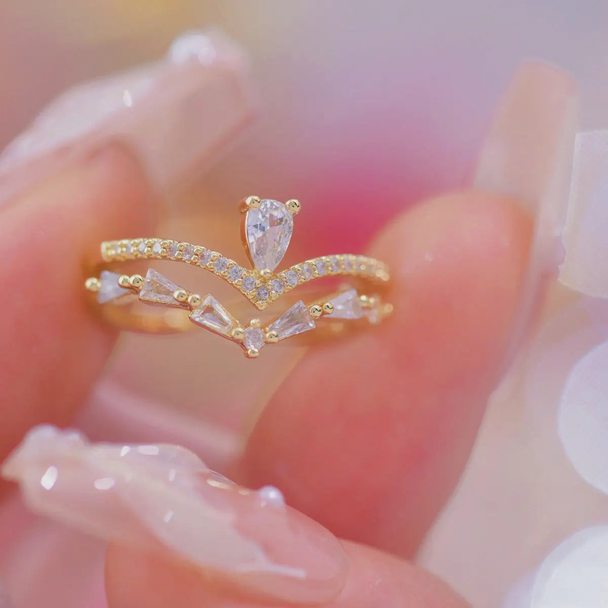Bague Femme style français Zirconium Goutte d’Eau - Élégance Parisienne - BMYANY
