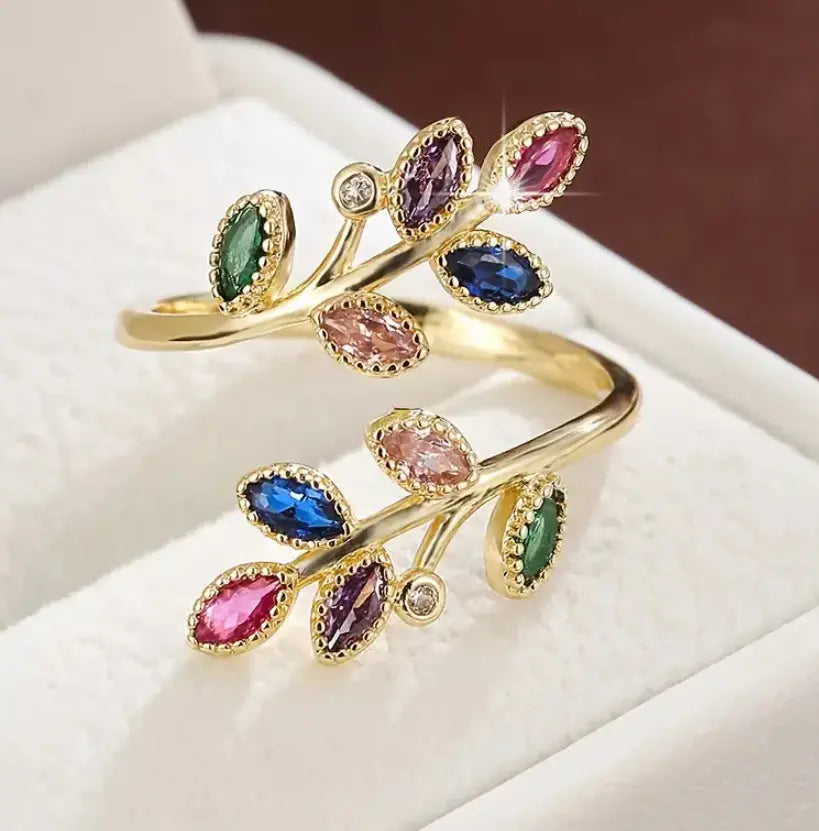 Bague Ouverte Feuilles Luxe Discret Élégance Raffinée Femme - BMYANY