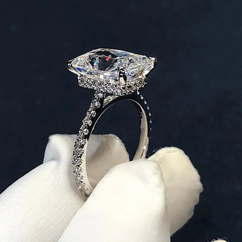 Bague en argent 925 avec diamants taille radiant 3 carats - BMYANY