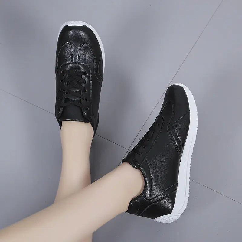 Baskets Blanches Plateforme Femme Casual Polyvalentes - BMYANY