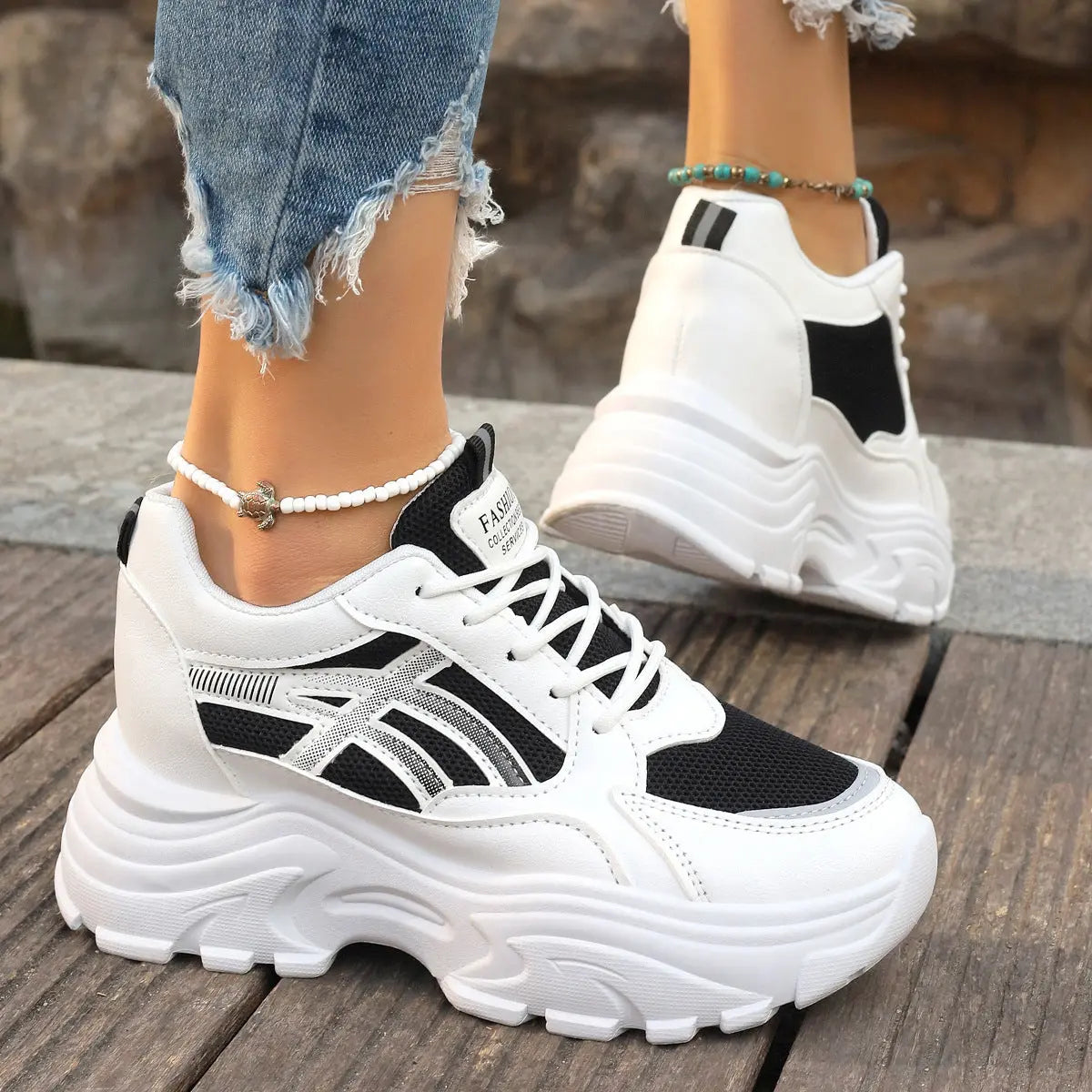 Baskets Compensées Femme Plateforme Légères Style Dad Shoes - BMYANY
