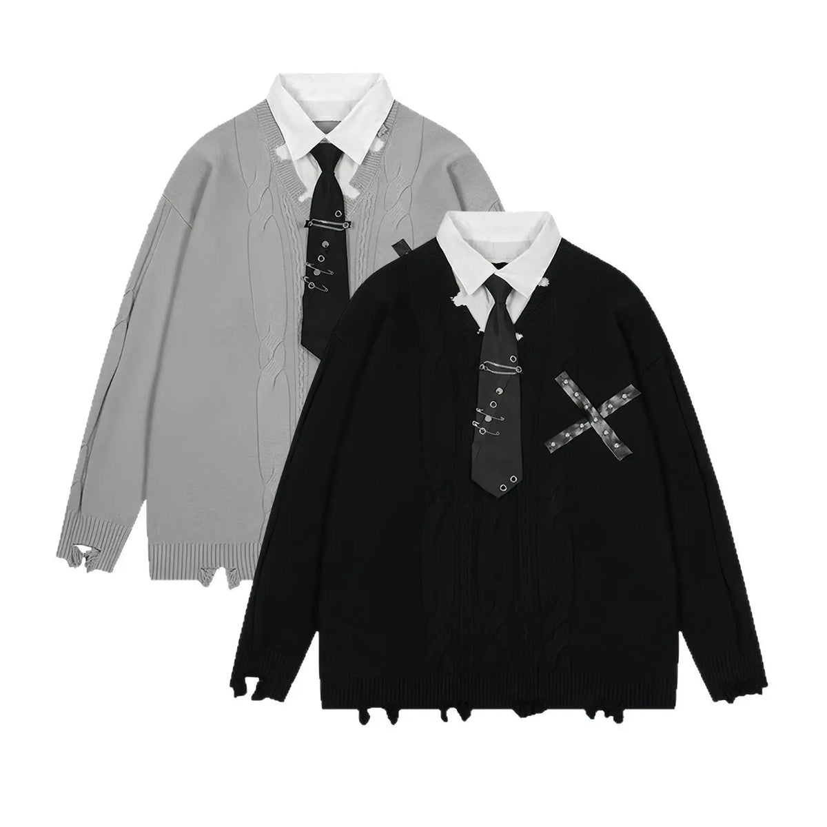 Blouse avec chemise et cravate intégrées pour femmes - BMYANY