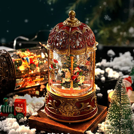 Boîte à Musique Carrousel de Noël - Père Noël et Sapin Lumineux - BMYANY