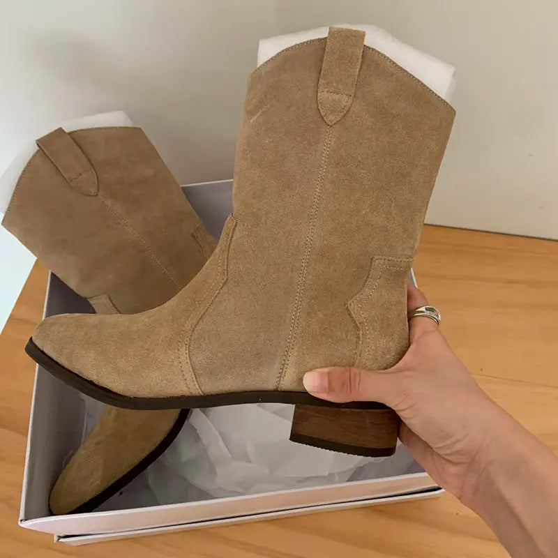 Bottes Western Cowboy Femme Bout Pointu Talon Épais Style Tendance - BMYANY