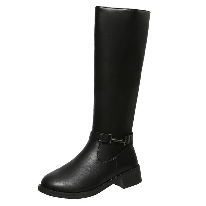 Bottes hautes cavalières talon épais bout rond hiver femme - BMYANY