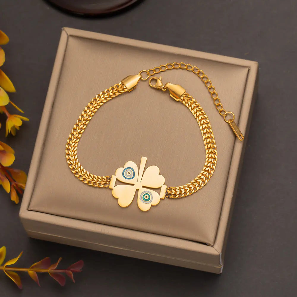 Bracelet Acier Inoxydable Écailles Fleurs Arbre Chance - Design Participation - BMYANY