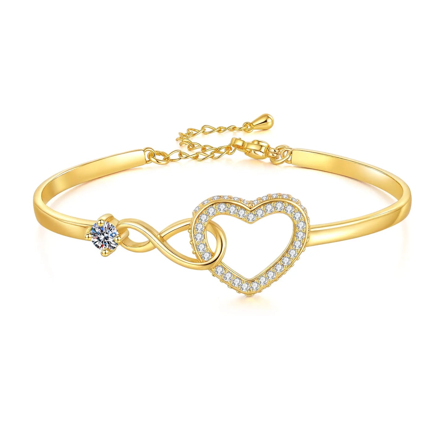 Bracelet Femme Symbole Infini et Cœurs Ajourés - Plaqué Or - BMYANY