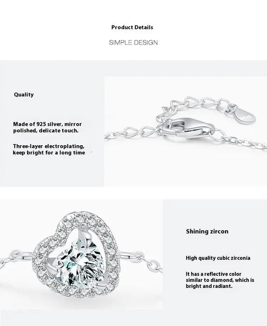 Bracelet Fin Femme Argent Sterling S925 avec Diamant - BMYANY