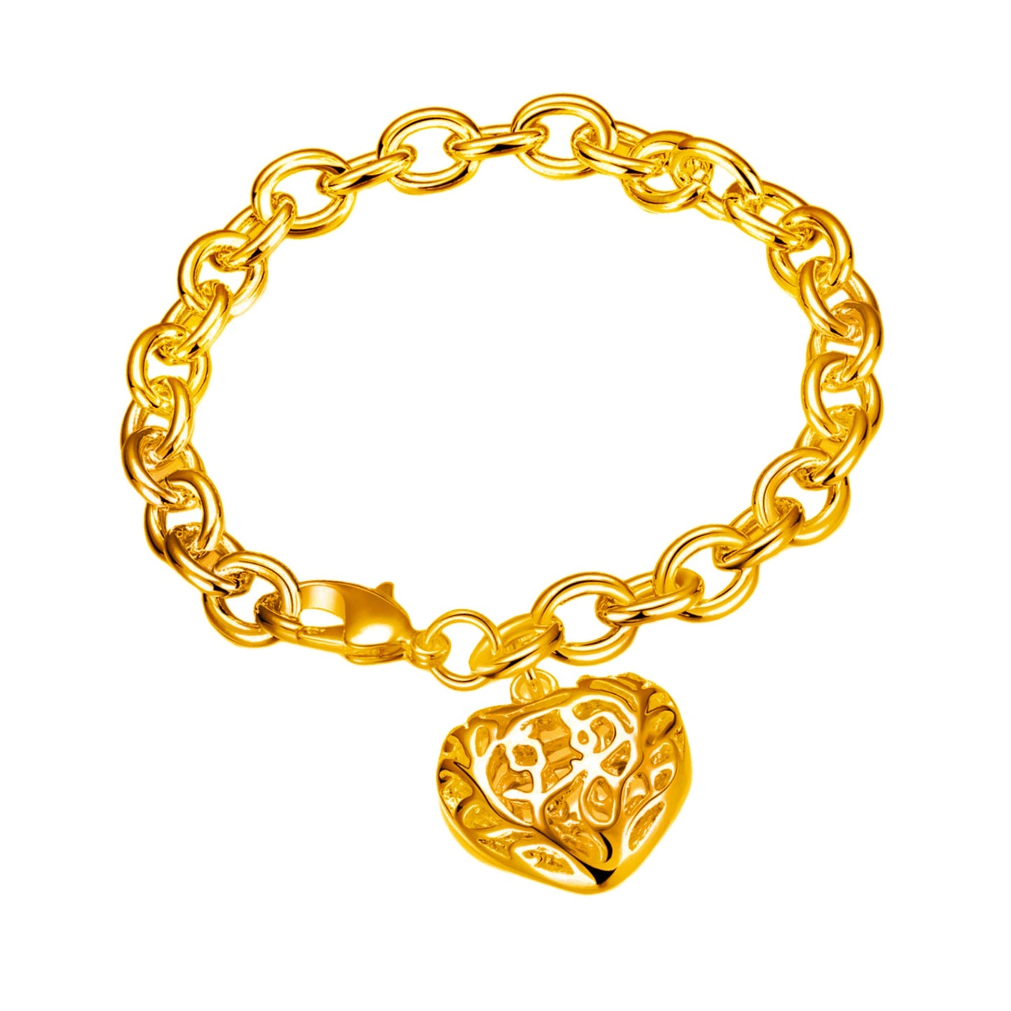 Bracelet cœur creux en fil d'argent 925 - BMYANY