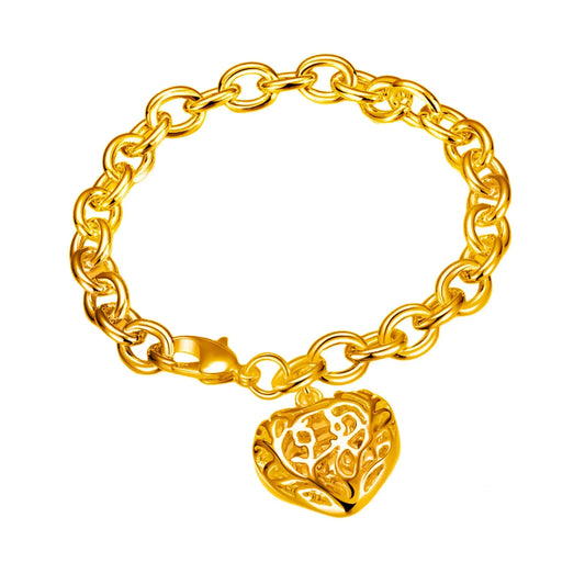 Bracelet cœur creux en fil d'argent 925 - BMYANY
