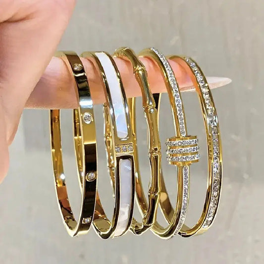 Bracelet en acier inoxydable et titane, style classique et simple femmes - BMYANY