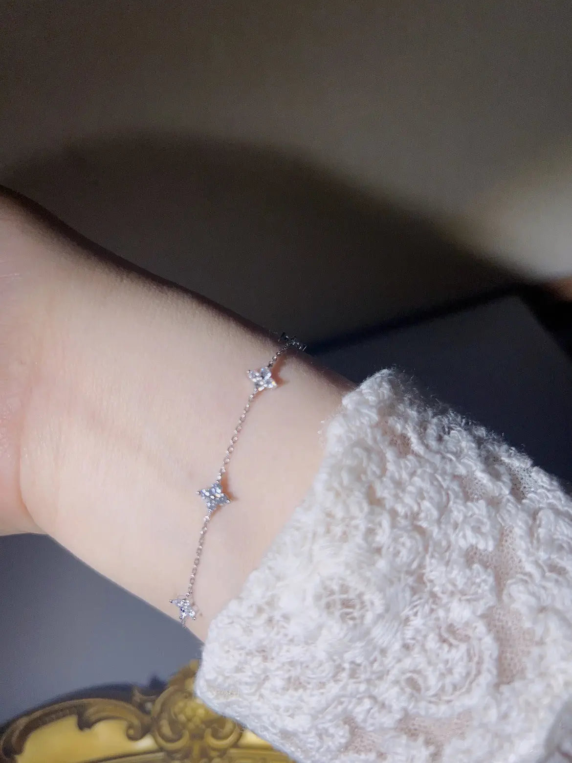 Bracelet trèfle en argent sterling S925 pour femme, simple et zircon - BMYANY