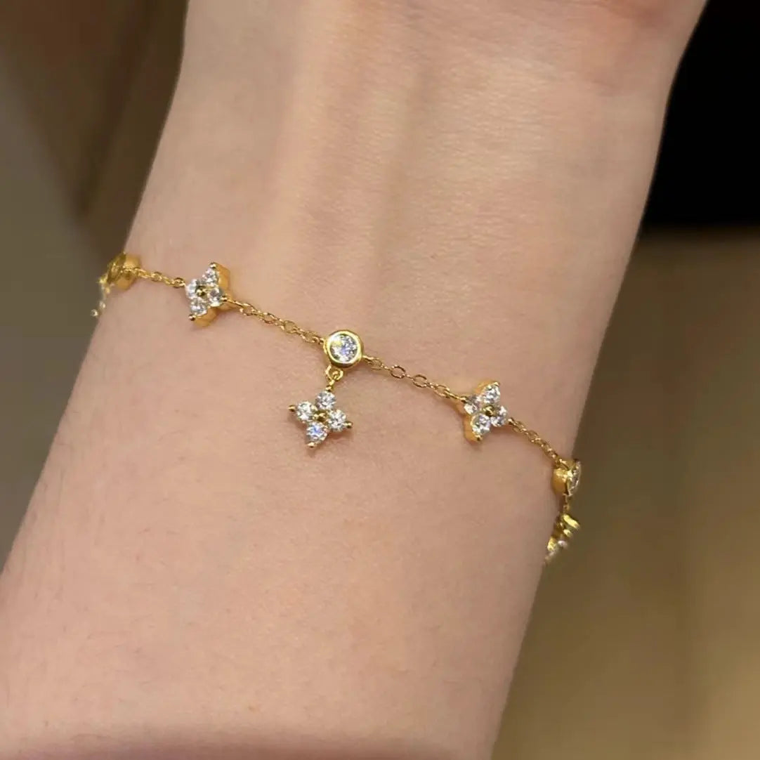Bracelet trèfle à quatre feuilles zircon - Cadeau élégant porte-bonheur - BMYANY