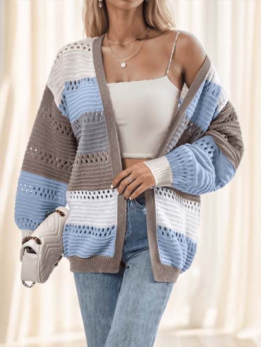 Cardigan Femme Rayé Multicolore - Style Moderne - BMYANY