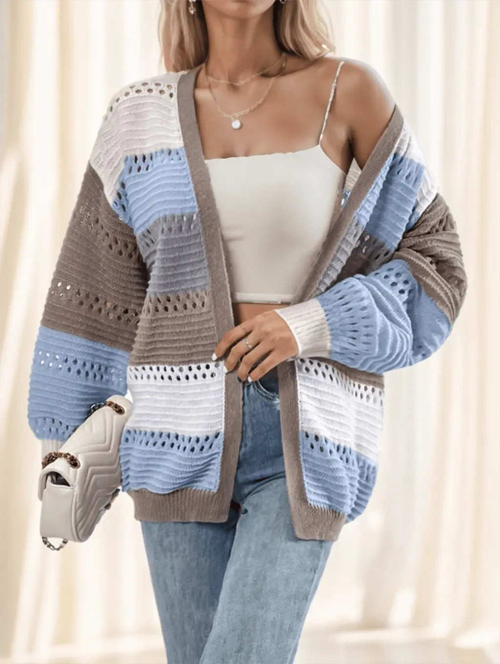 Cardigan Femme Rayé Multicolore - Style Moderne - BMYANY