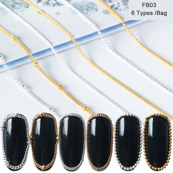 Chaînes Métal Or Argent Ongles Bijoux Nail Art Tendance - BMYANY