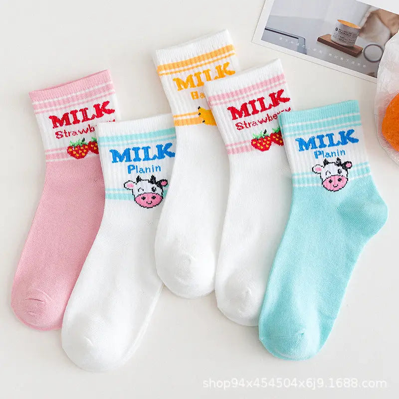 Chaussettes Hautes Cuisse Femme Motif Fruits Cartoon - BMYANY