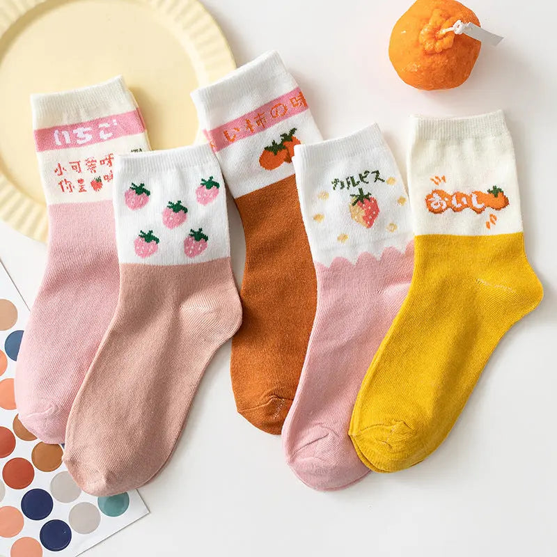 Chaussettes Hautes Cuisse Femme Motif Fruits Cartoon - BMYANY