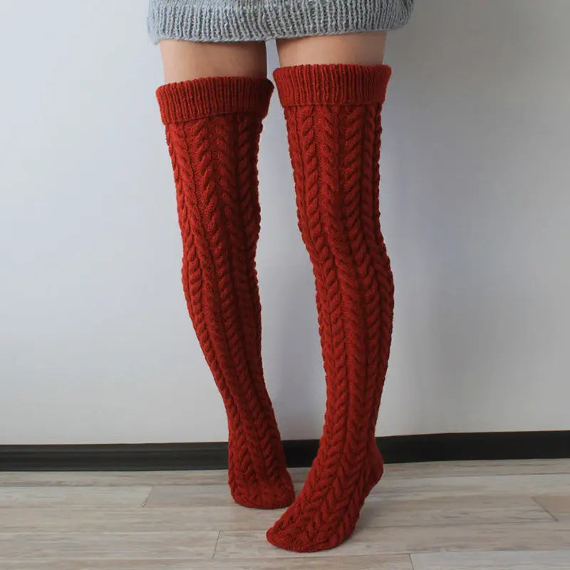 Chaussettes Hautes Femme au-dessus du Genou - Style Torsadé Élégant - BMYANY