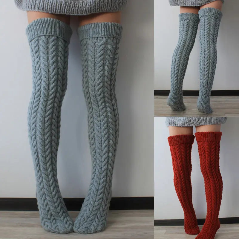 Chaussettes Hautes Femme au-dessus du Genou - Style Torsadé Élégant - BMYANY