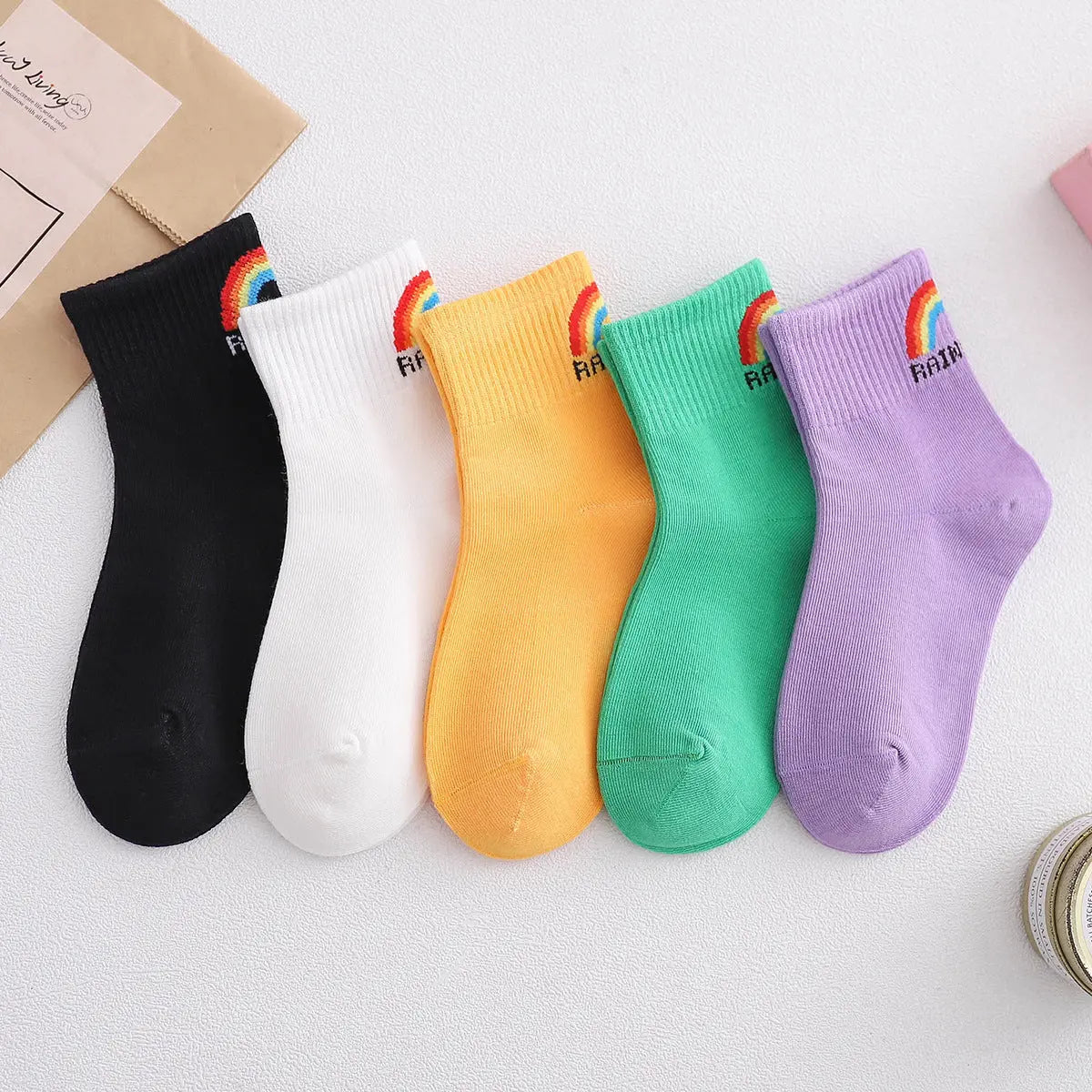 Chaussettes Mi Hautes Coton Printemps Été Smiley Enfant Mixte - BMYANY