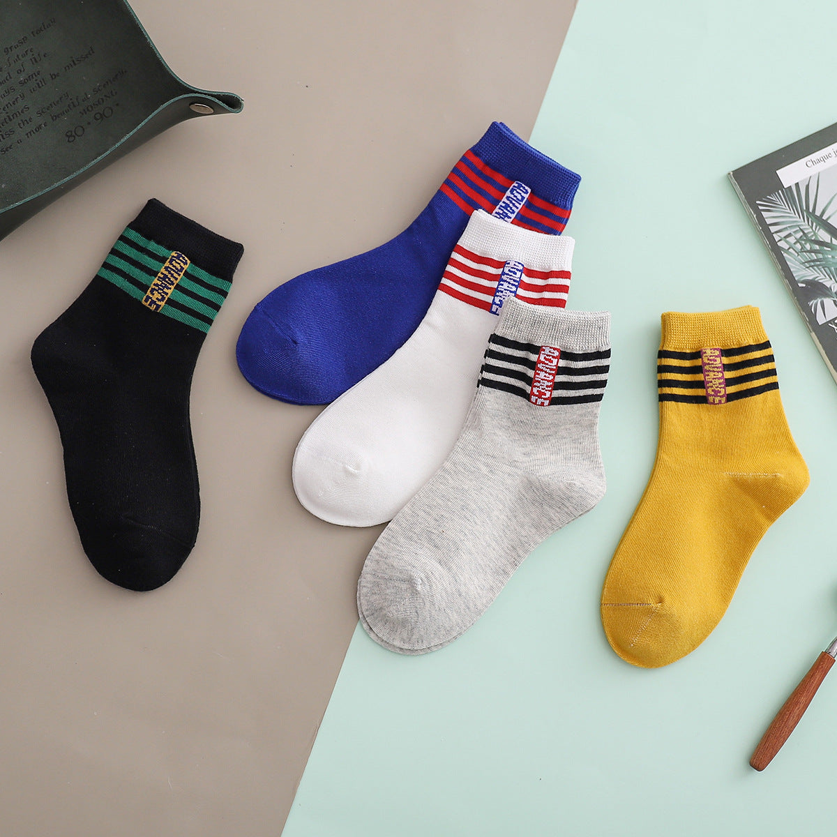 Chaussettes Mi Hautes Coton Printemps Été Smiley Enfant Mixte - BMYANY