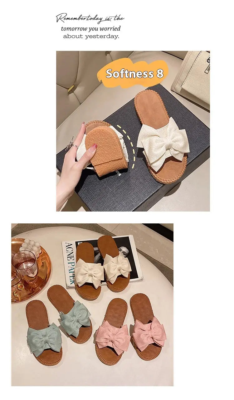 Chaussons Femme Été Nœud - Mules Plates Confortables - BMYANY