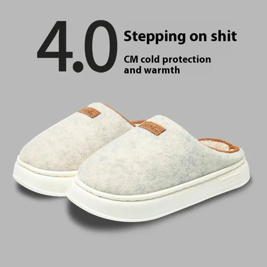 Chaussons en coton couleur unie hiver femmes - BMYANY