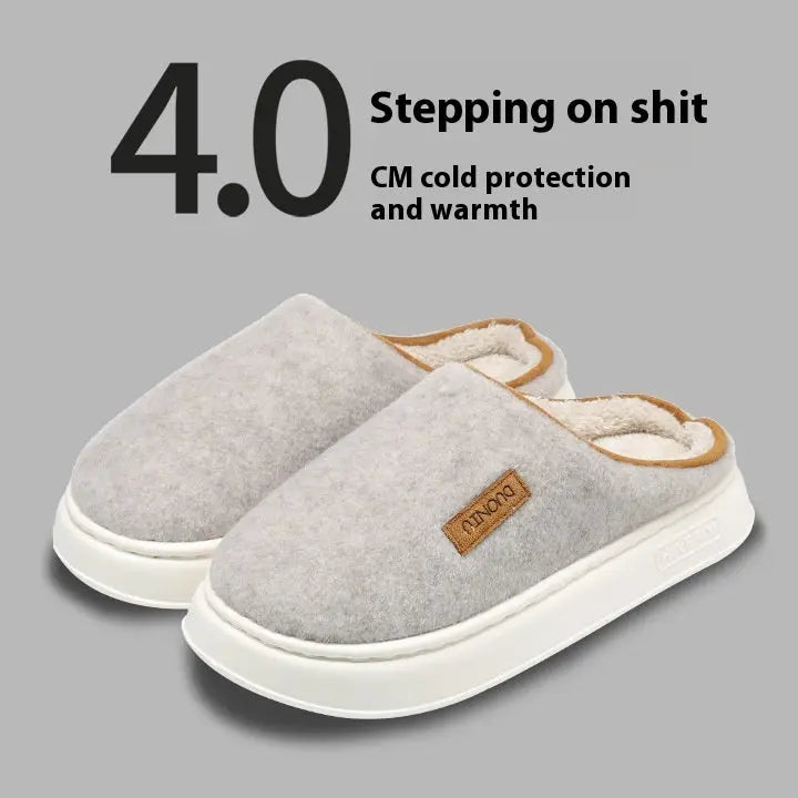 Chaussons en coton couleur unie hiver femmes - BMYANY