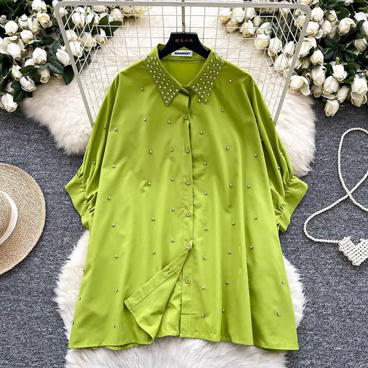 Chemise Femmes décontractée ample manches chauve-souris broderie - BMYANY