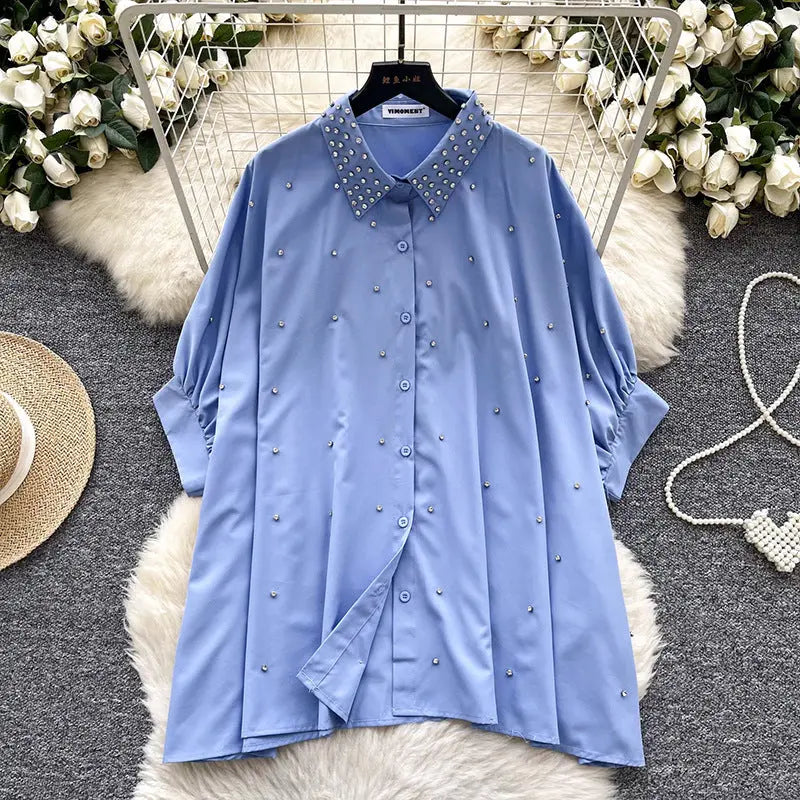 Chemise Femmes décontractée ample manches chauve-souris broderie - BMYANY
