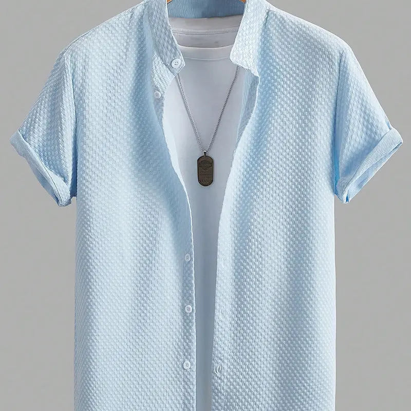 Chemise homme été respirante casual col mao couleur unie - BMYANY
