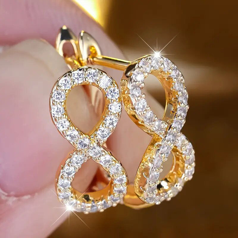 Fashionable Micro-Pave Zircon Infinity Symbol Ear Clips - BMYANY
