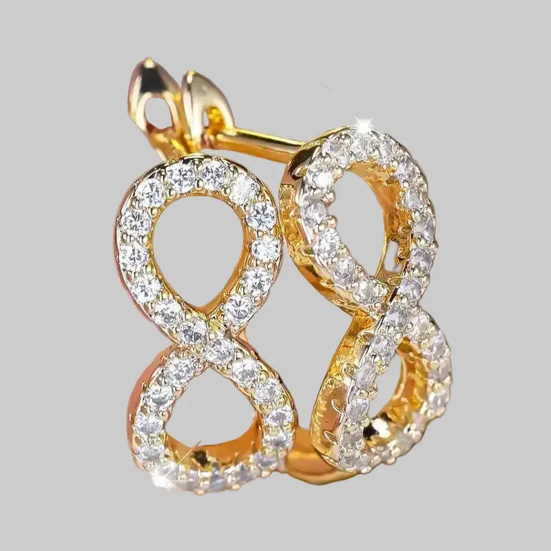 Fashionable Micro-Pave Zircon Infinity Symbol Ear Clips - BMYANY