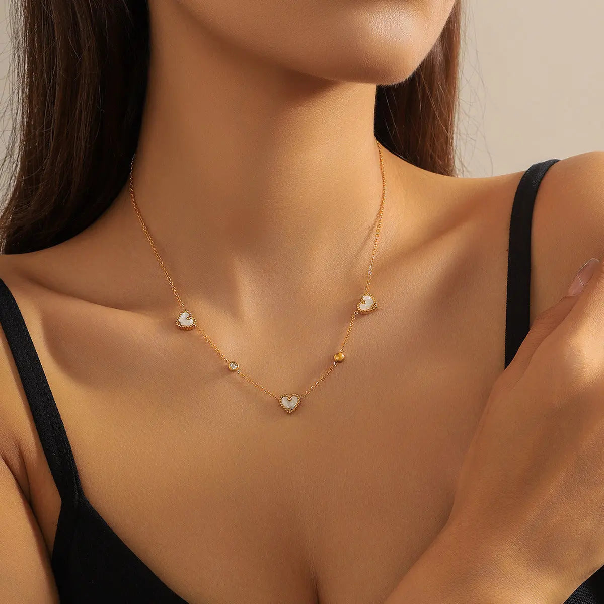 Collier Acier Inoxydable Coquillage Blanc Cœur Simple Présence - BMYANY