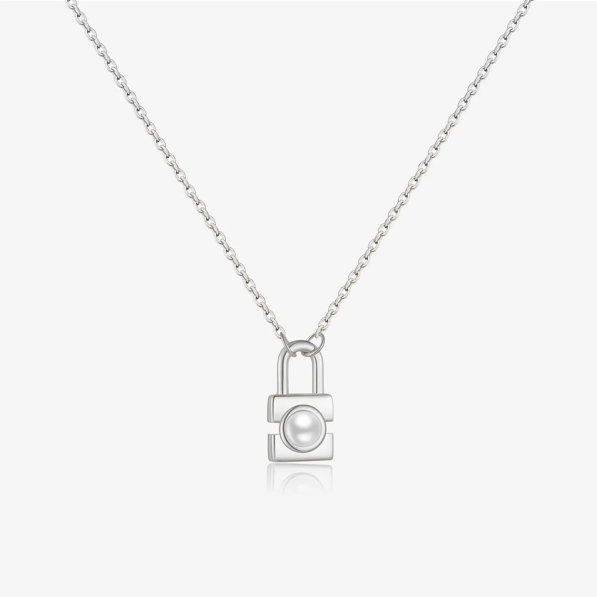Collier Argent S925 Cadenas Perles - Symbole Amour Éternel - BMYANY