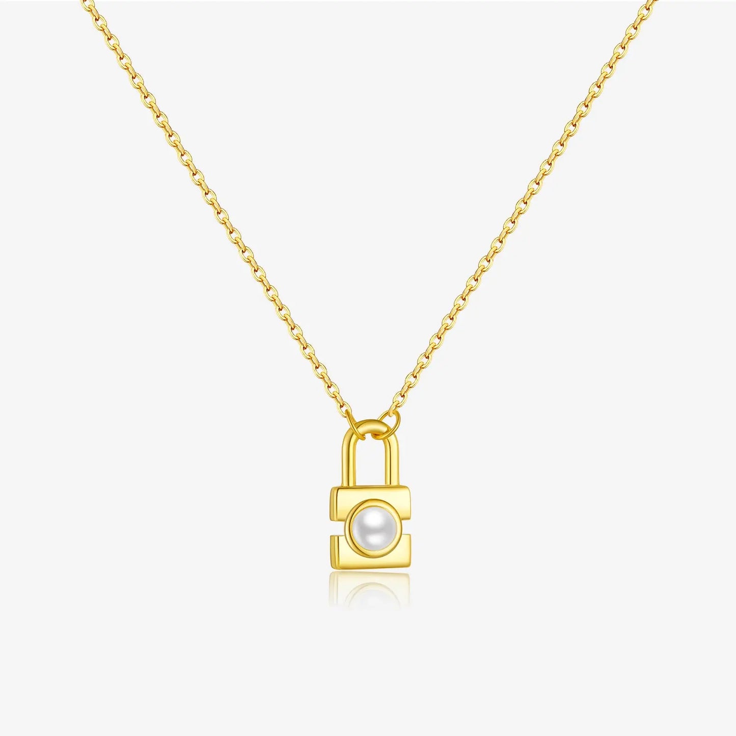 Collier Argent S925 Cadenas Perles - Symbole Amour Éternel - BMYANY