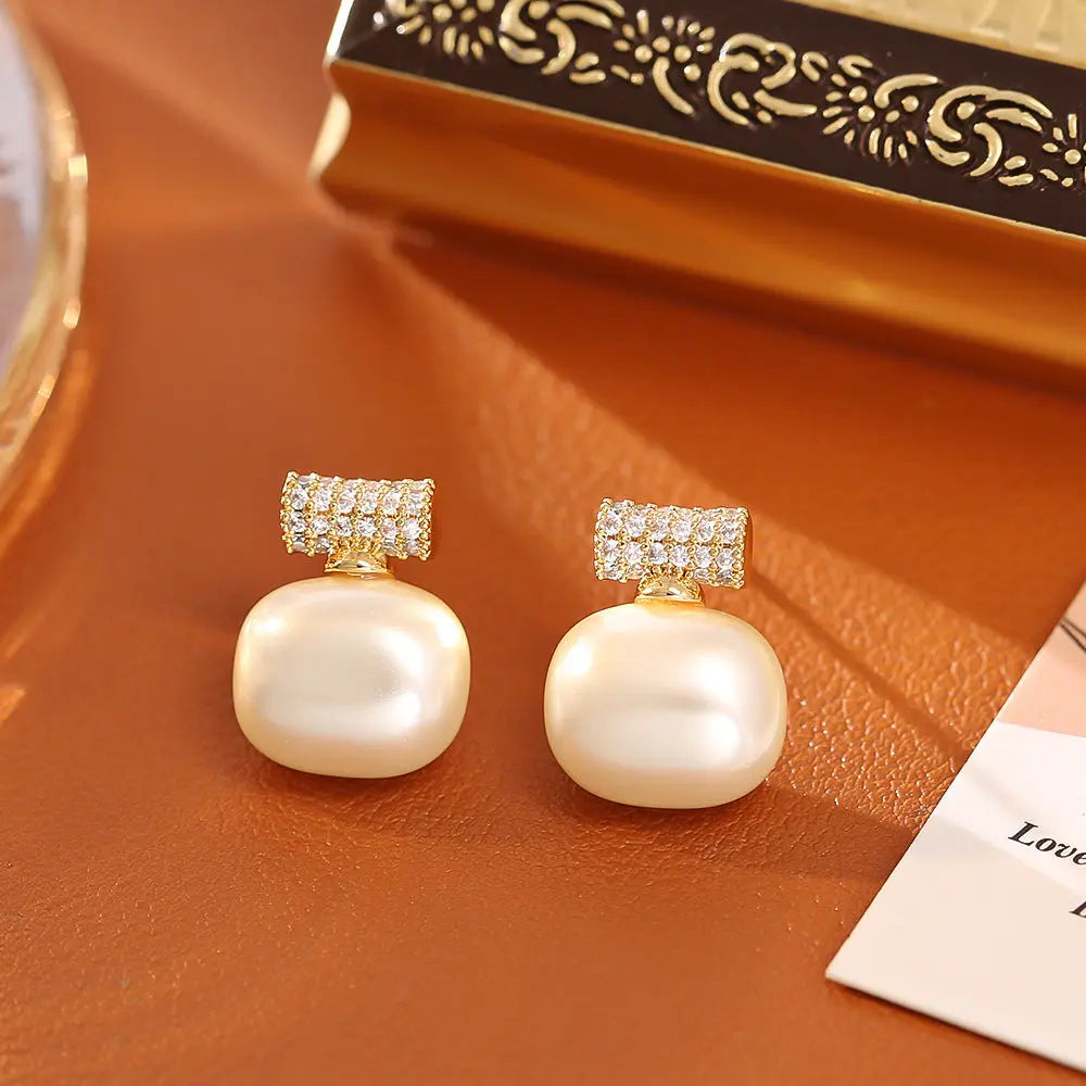 Collier Bambou Perle Sucrée et Boucles d'Oreilles Simples Haut de Gamme - BMYANY