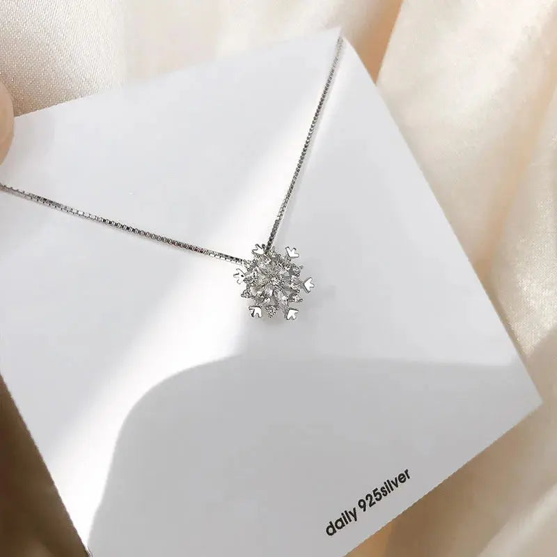 Collier Clavicule Flocon de Neige Argent Sterling 925 Femme Charmant - BMYANY