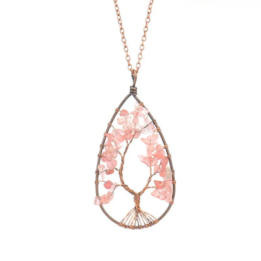 Collier Cristal Pierre Naturelle Cuivre Rouge Ancien Enroulé - BMYANY